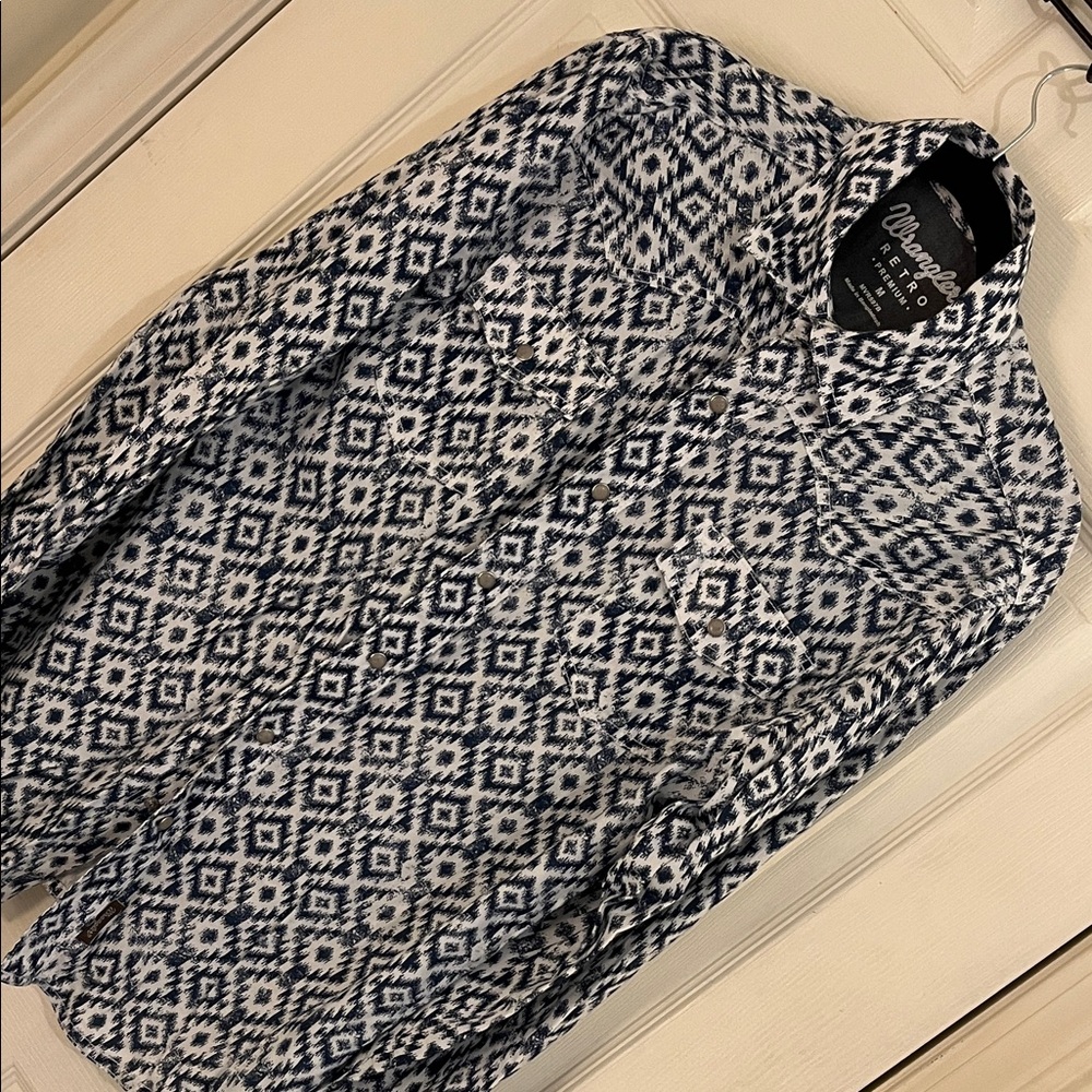 Men's Wrangler Retro Premium Shirt- navy and White